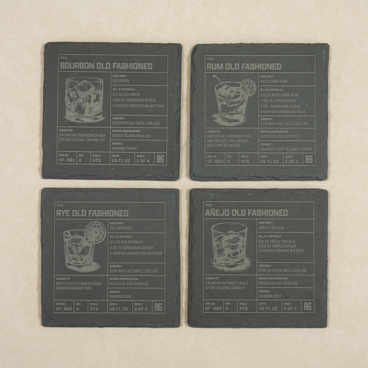 Old Fashioned Blueprint Coasters