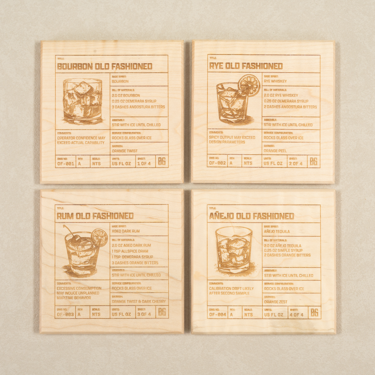 Old Fashioned Blueprint Coasters