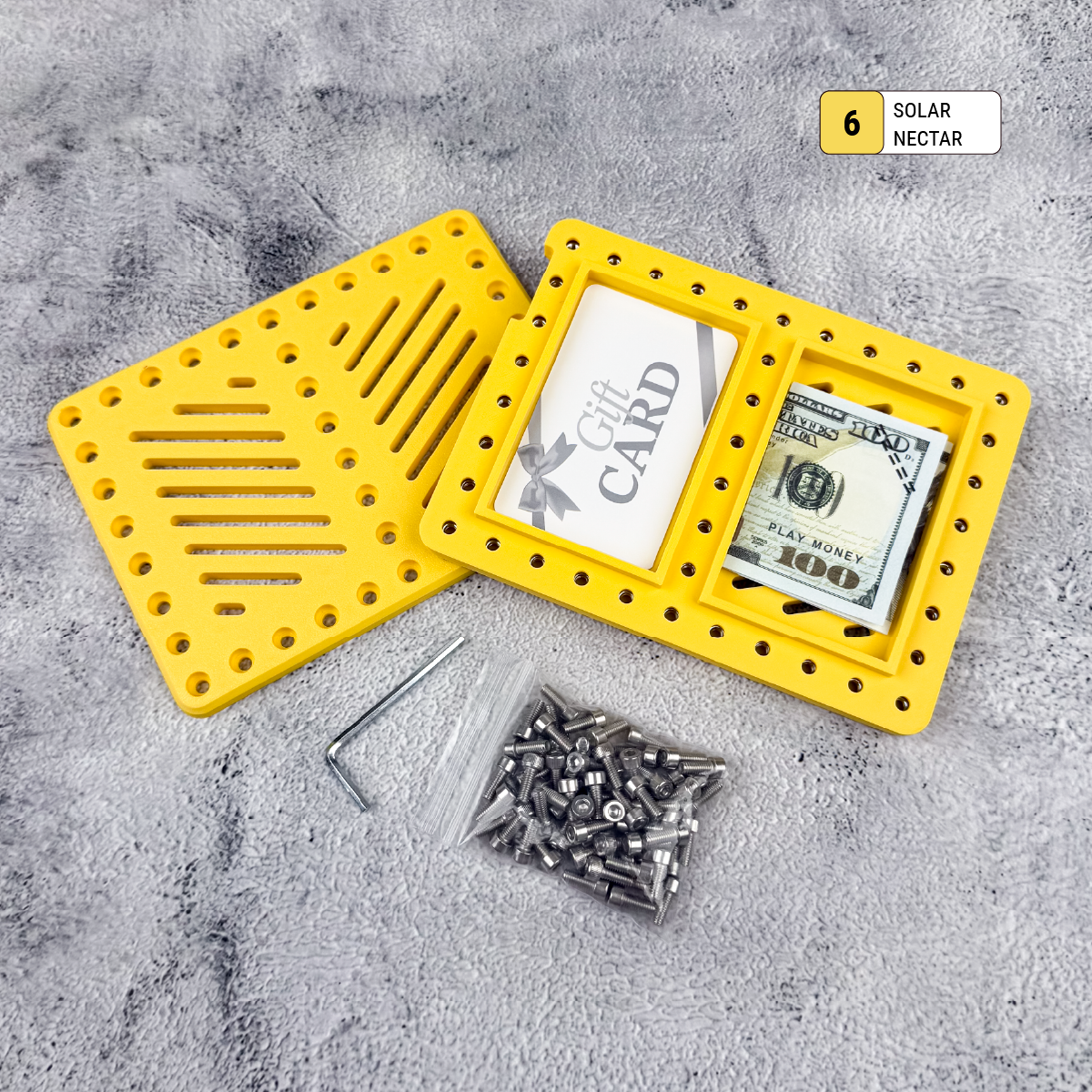 Yellow Lockup Duo graduation money holder with two slots for cash and gift cards